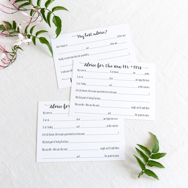 card for date ideas and newlywed advice - nz wedding