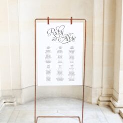 Wedding Reception Seating Chart for Jessica and Iain in Gold
