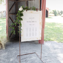 hanging sign board on copper frame