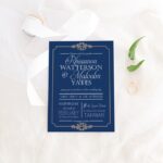 Elegant Navy and Gold Wedding Invitation