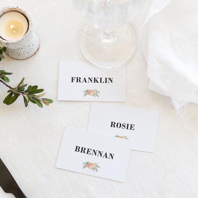 watercolour floral placecards