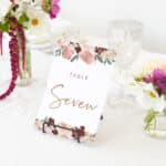 Blush Pink & Wine Red Table Numbers