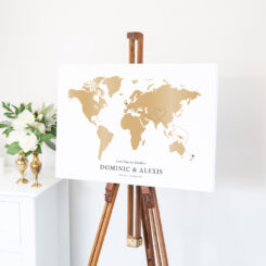 canvas sign on wooden easel
