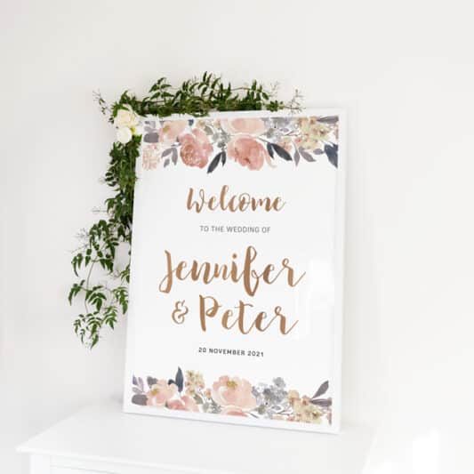 Beautiful Peonies Wedding Welcome Sign - Be My Guest Design