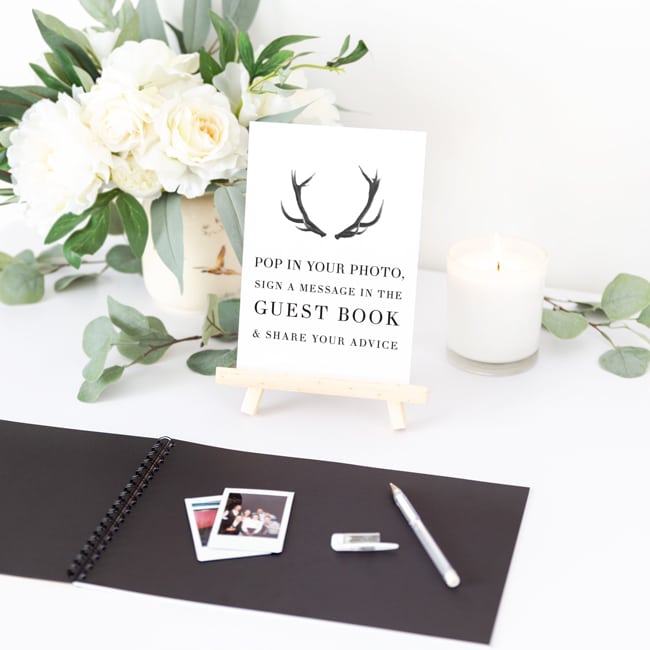 sign for polaroid guestbook with black pages