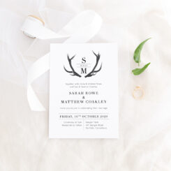 Red Deer Antlers Wedding Invitation