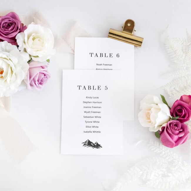 individual card wedding seating plan