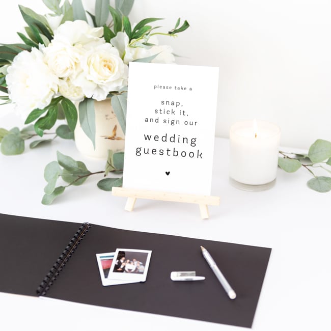 take a polaroid photo and put it in our guestbook sign