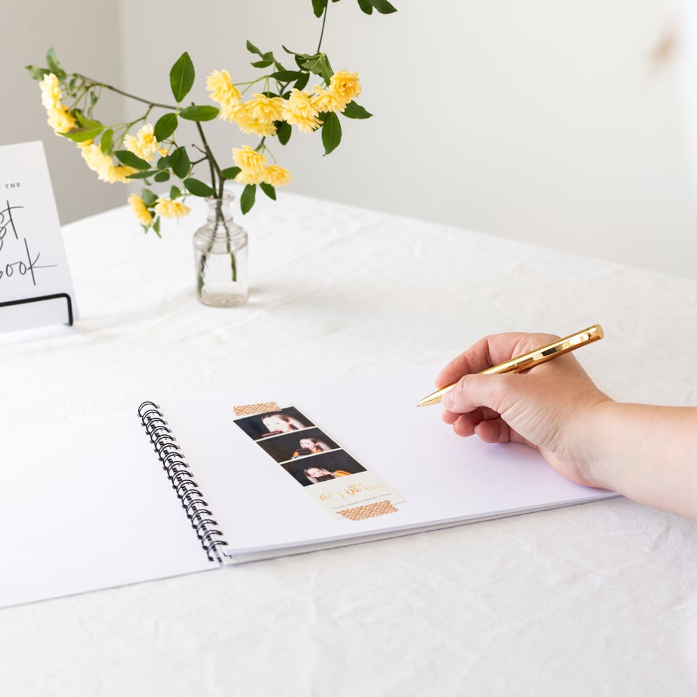 Gold Dipped Wedding Guest Book with Pen | Style Me Pretty