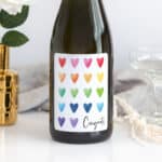 Rainbow Hearts "Congrats" Wine Label