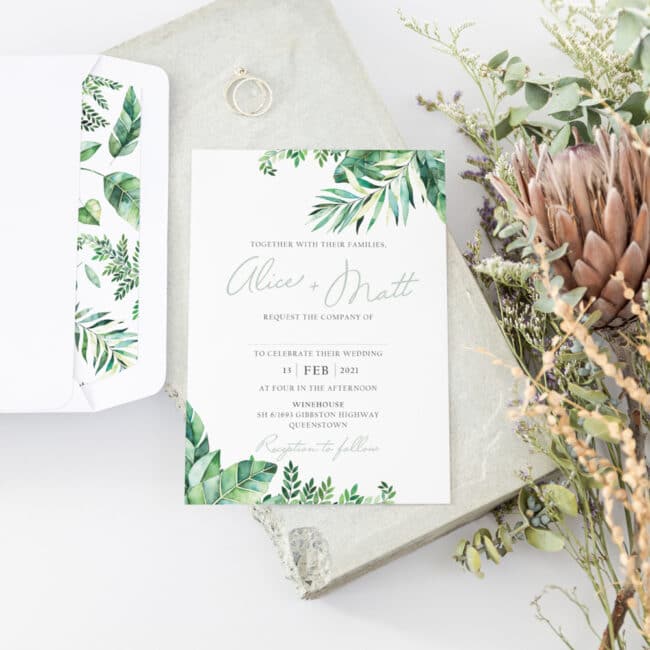 Lush Foliage Wedding Invitation - Be My Guest Design