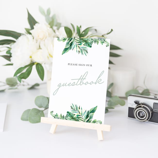 please sign our guestbook card on small easel