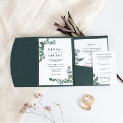 Dreamy Greenery Pocketfold Wedding Invitations