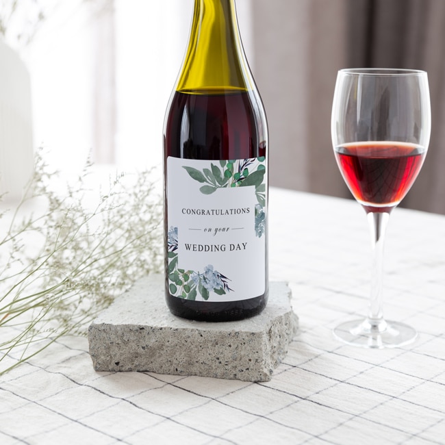 Dreamy Greenery Congratulations on your wedding day wine label