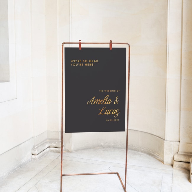 Millenia Black and gold wedding board sign