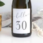 "Hello 30" birthday wine label