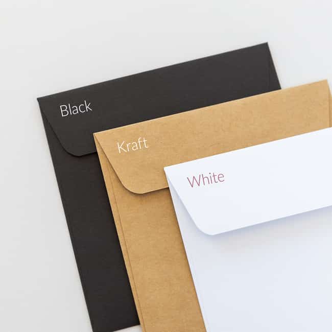 small square envelope colour options