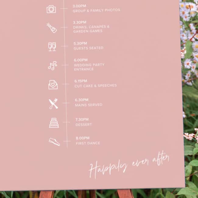 Simple Blush Wedding Timeline Sign - Image 2