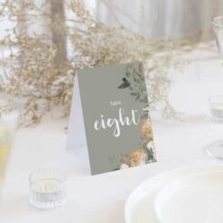 Green and Gold Florals Table Numbers