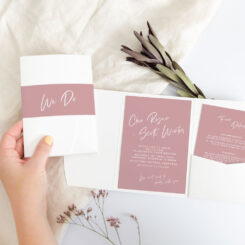 Simple Blush Pocketfold Wedding Invitation