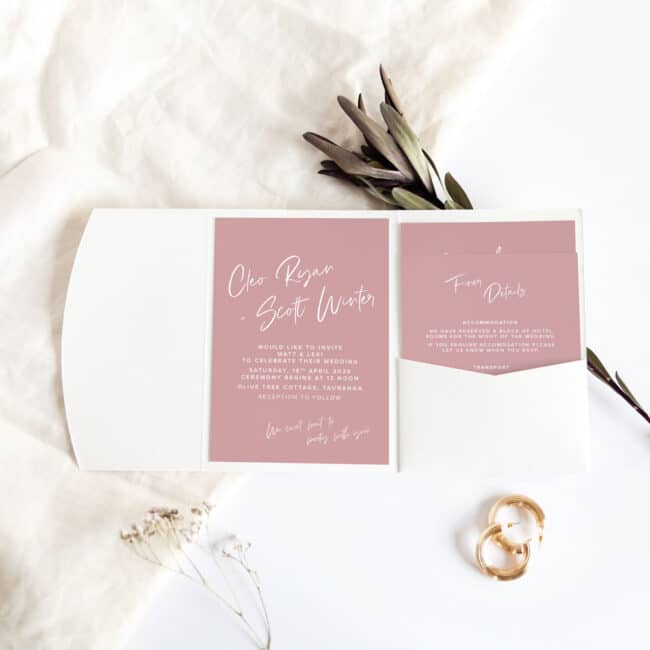 Simple Blush Pocketfold Wedding Invitation - Image 2