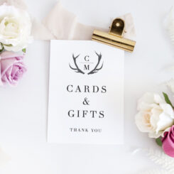 Red Deer Antlers Cards and Gifts Sign