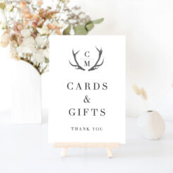 Red Deer Antlers Cards and Gifts Sign