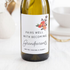 Illustrated "Pairs Well with Becoming Grandparents" Label