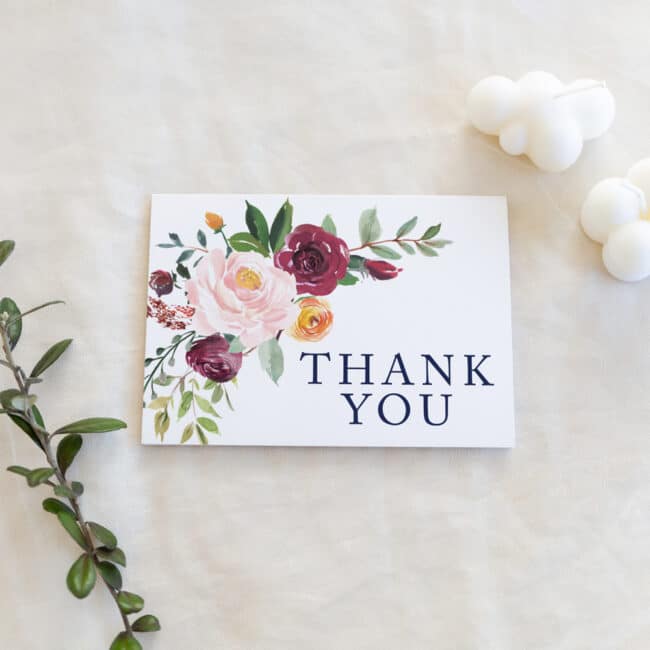 Blush Pink, Peach and Orange Floral Thank you cards