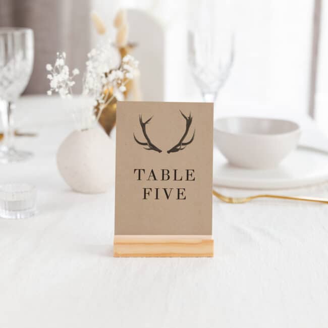 table number in wooden stand