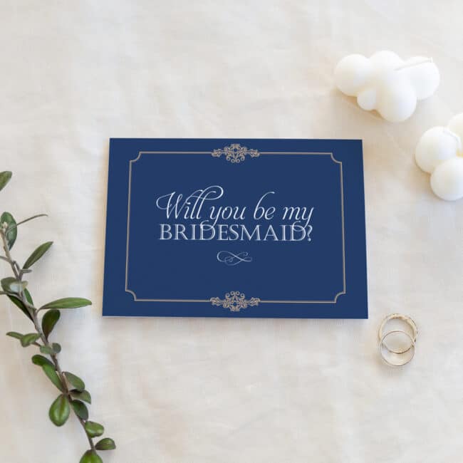 front of bridesmaid card with blank inside
