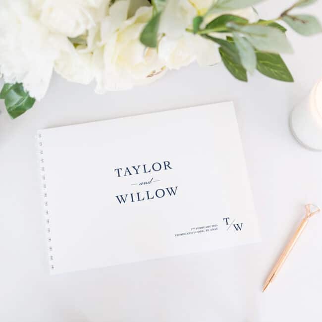 guestbook with white spine