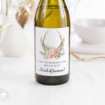 Bridesmaid Proposal Wine Label (Watercolour Deer Antlers)