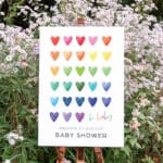Rainbow Hearts Baby Shower Sign