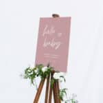 Simple Blush "Hello Baby" Welcome Sign
