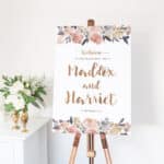Beautiful Peonies Engagement Welcome Sign
