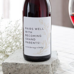 Dainty Wreath "Pairs Well with Becoming Grandparents" Wine Label