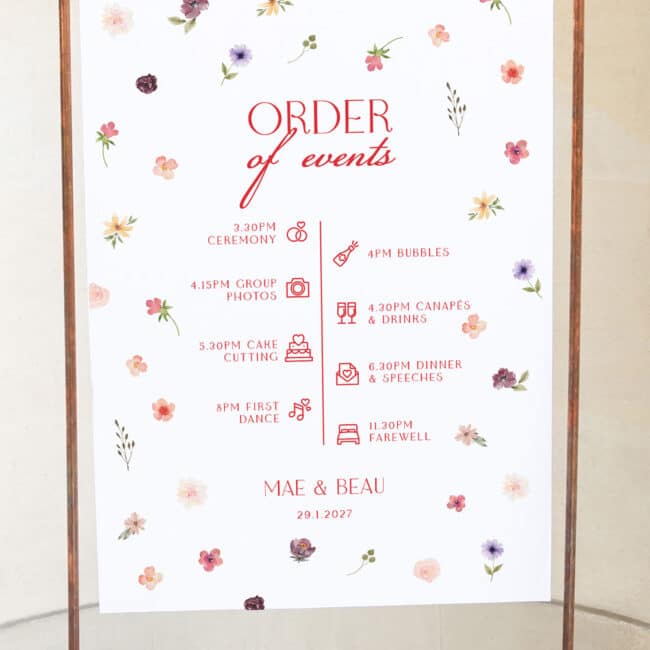 Rose Meadow Order of Events Wedding Sign - Image 2