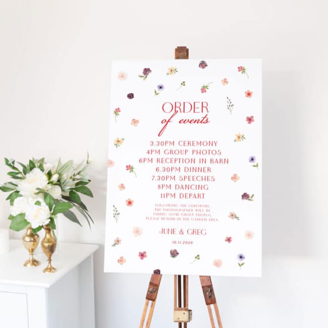 Rose Meadow Order of Events Wedding Sign - Image 3
